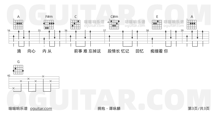 拥抱 谭咏麟 吉他谱第3页