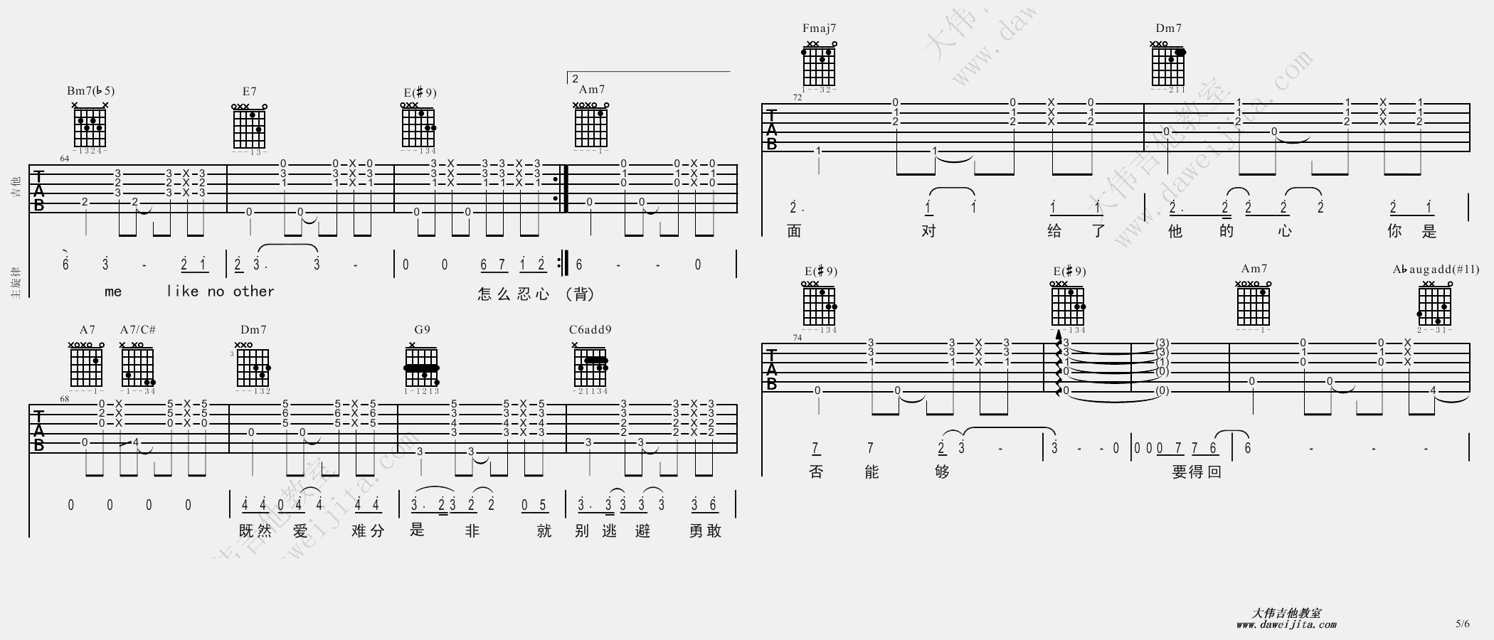 过火(BossaNova)(吉他谱)_张信哲