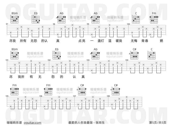 最爱的人伤我最深 张雨生 吉他谱第5页