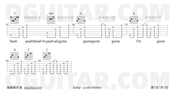 Baby Justin Bieber 吉他谱第7页