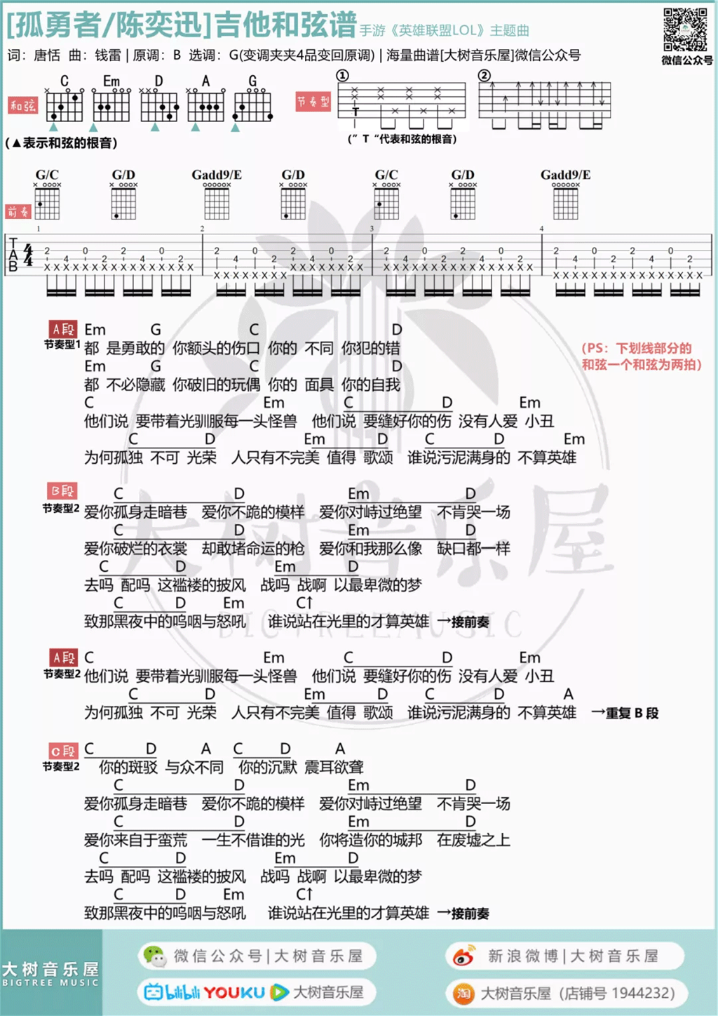 孤勇者吉他谱4