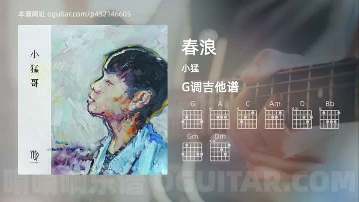 《春浪》吉他谱,简单G调弹唱教学,原版小猛歌曲,4张六线指弹简谱图