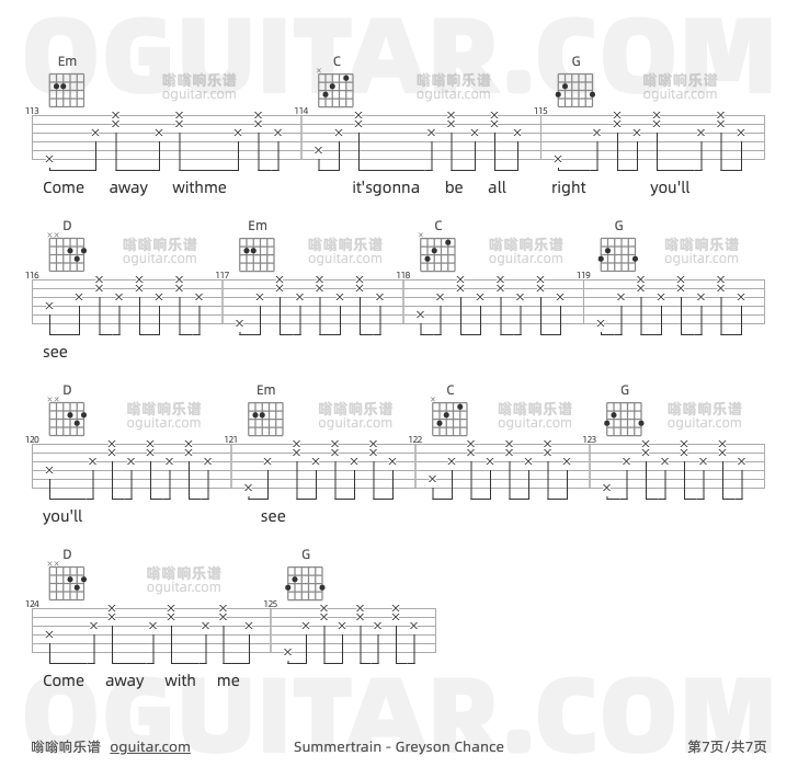 Summertrain Greyson Chance 吉他谱第7页