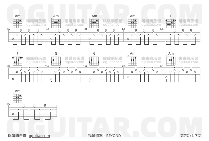 我是愤怒 BEYOND 吉他谱第7页