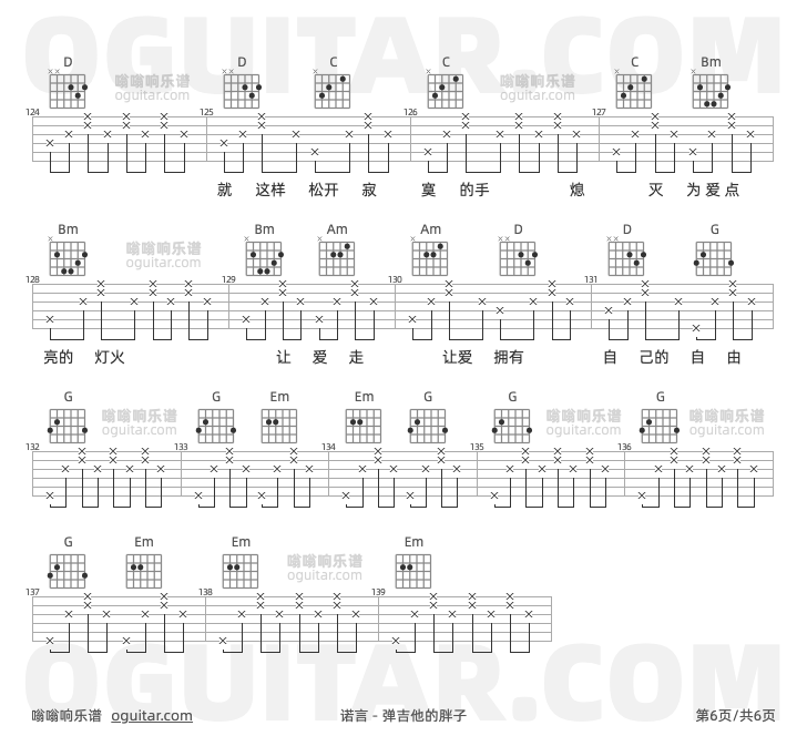 诺言 弹吉他的胖子 吉他谱第6页