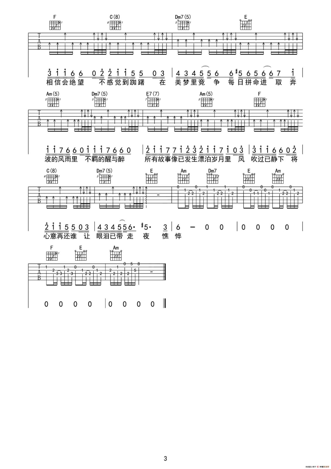 友情岁月吉他谱-3
