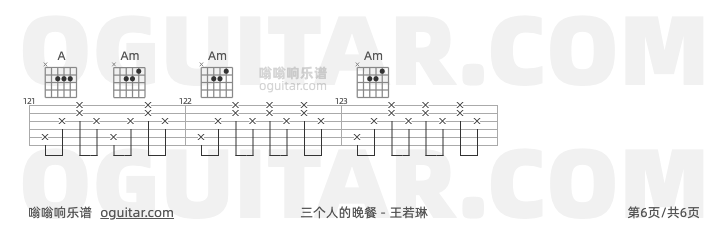 三个人的晚餐 王若琳 吉他谱第6页