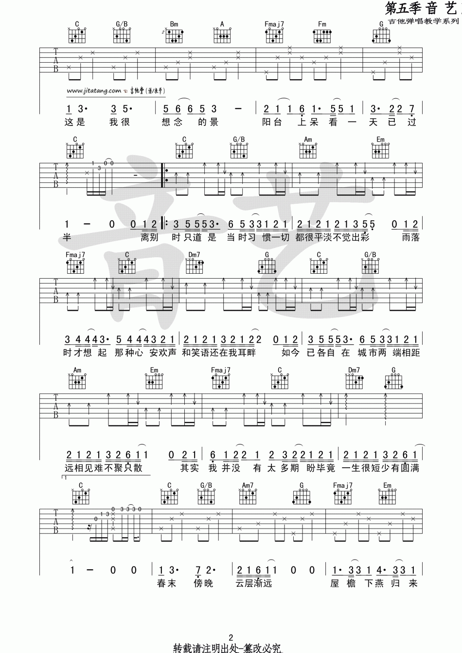 只道寻常吉他谱-2