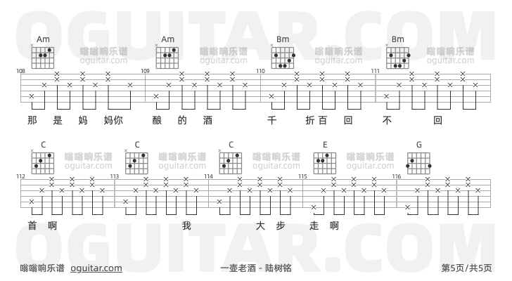 一壶老酒 陆树铭 吉他谱第5页