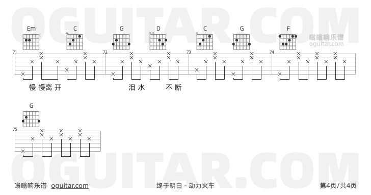 终于明白 动力火车 吉他谱第4页