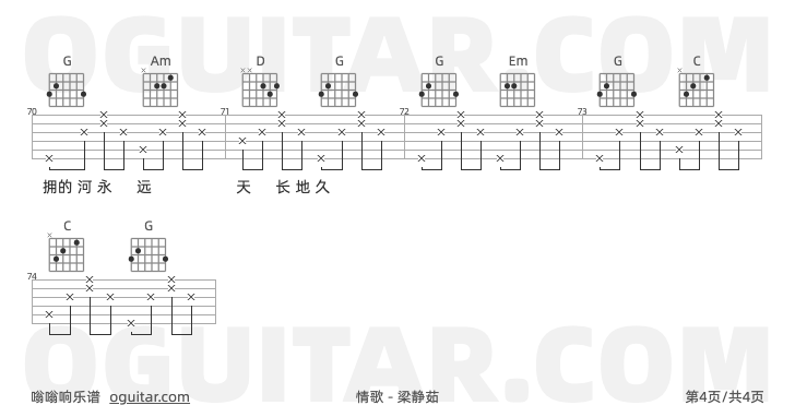 情歌 梁静茹 吉他谱第4页
