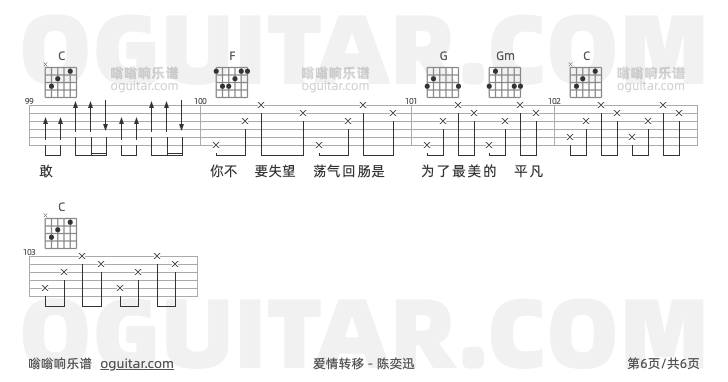 爱情转移 陈奕迅 吉他谱第6页