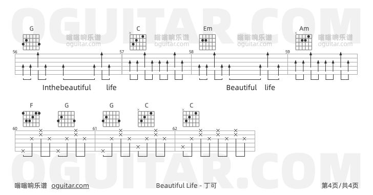 Beautiful Life 丁可 吉他谱第4页