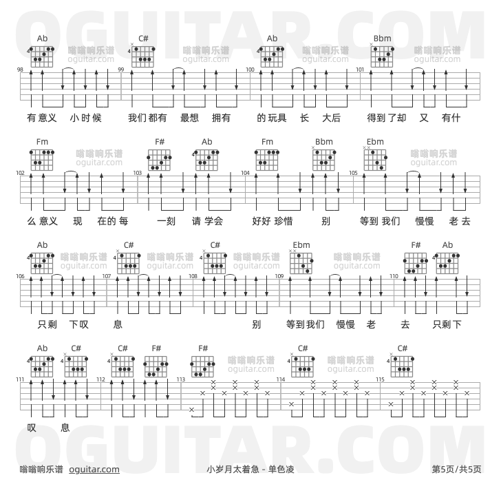 小岁月太着急 单色凌 吉他谱第5页