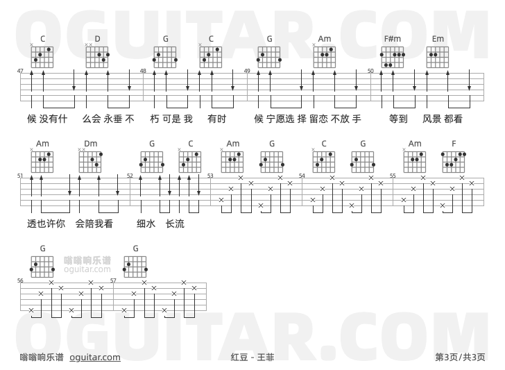 红豆 王菲 吉他谱第3页