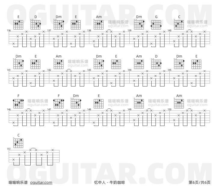 忆中人 牛奶咖啡 吉他谱第6页