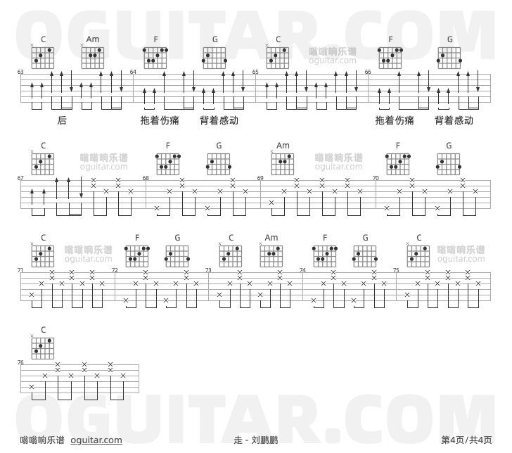 走 刘鹏鹏 吉他谱第4页