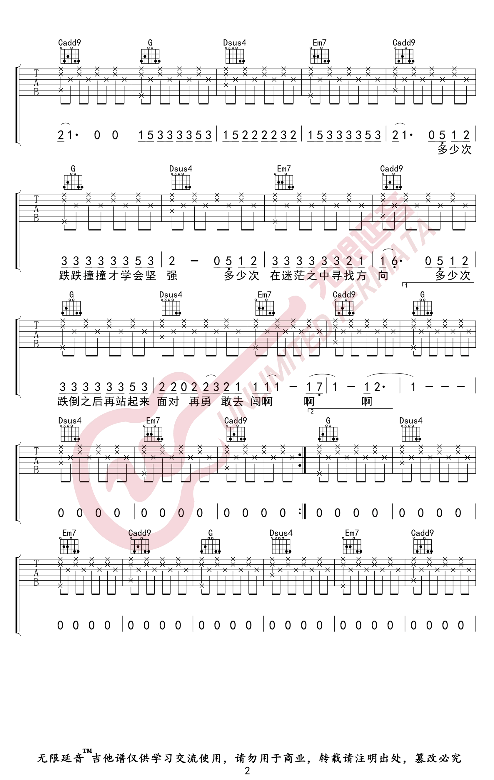 傅如乔《微微吉他谱》 G调原版六线谱