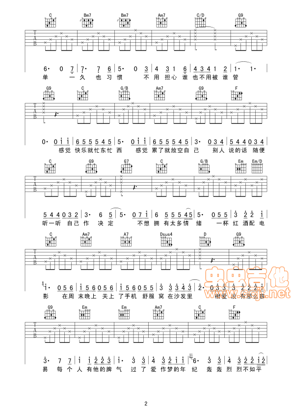 没那么简单吉他谱第2页