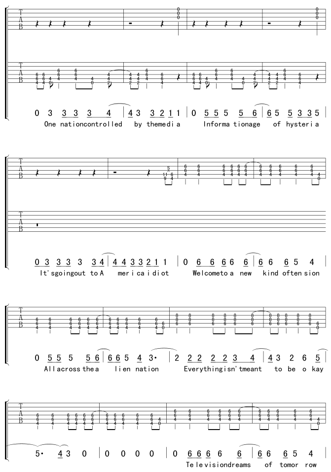 AmericanIdiot吉他谱第6页