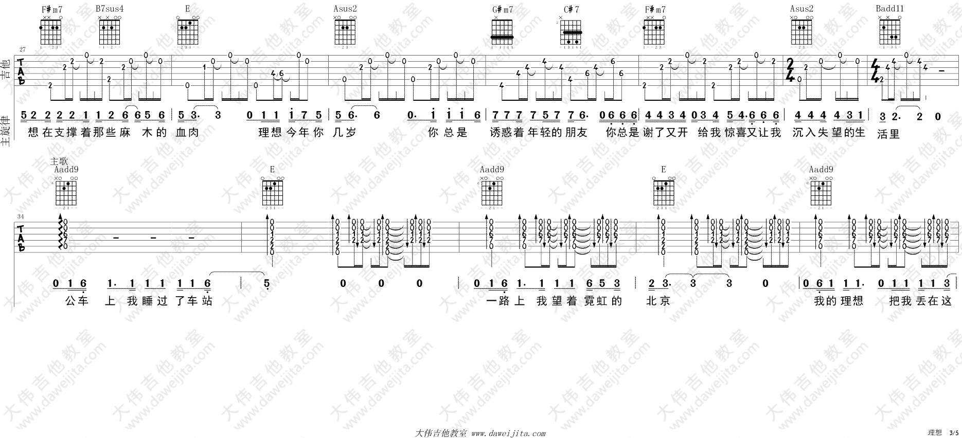 理想 吉他谱