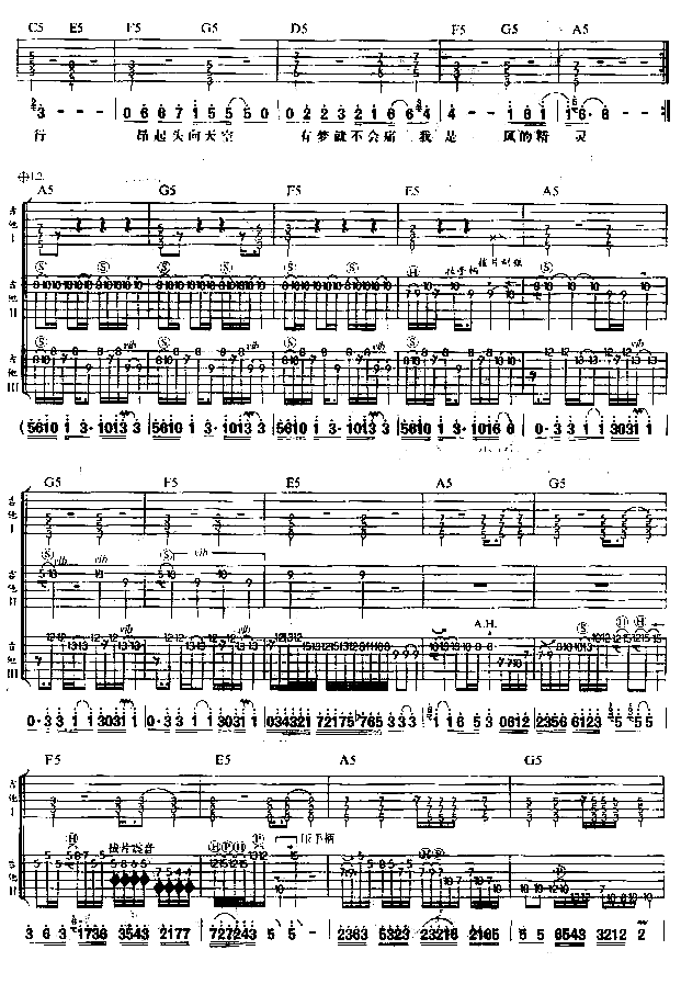 风的精灵吉他谱第2页
