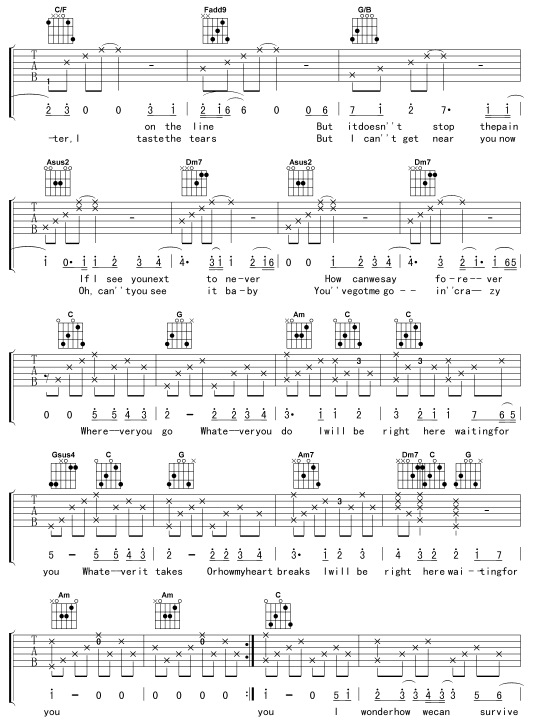 rightherewaiting吉他谱第2页