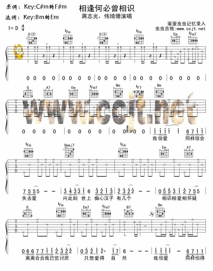 相逢何必曾相识吉他谱