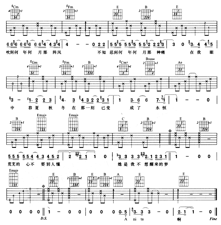 《她的歌吉他谱》_陶喆_E调 图二