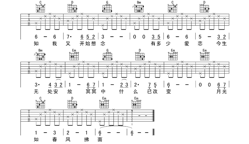 《假如爱有天意吉他谱》_李健_F调 图6