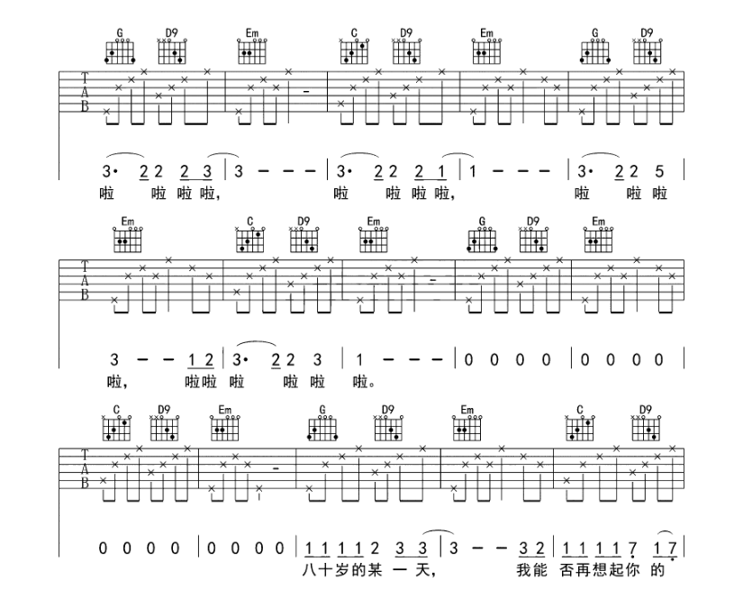 《二十岁的某一天吉他谱》_花粥_G调 图5