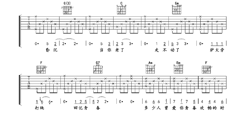 《当你老了吉他谱》_赵照_D调 图二
