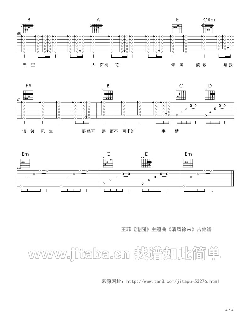 《泰囧吉他谱》_王菲_C调 图四