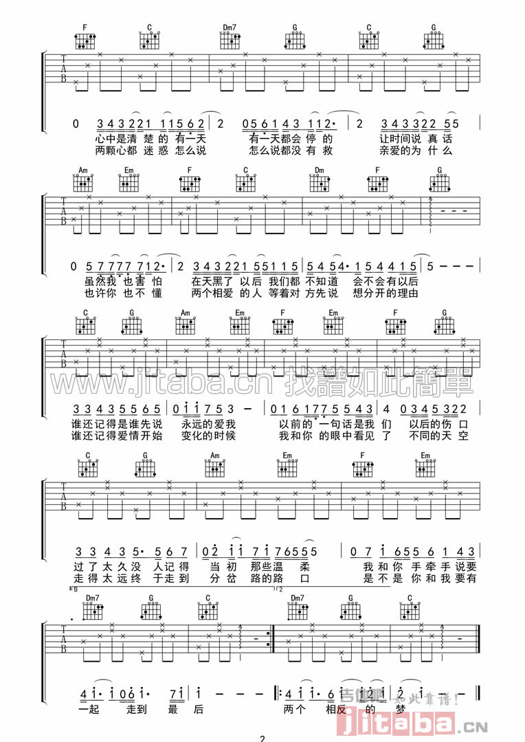 《记得-图-林俊杰(记得C调)好听吉他谱》_酱紫音乐_C调 图二