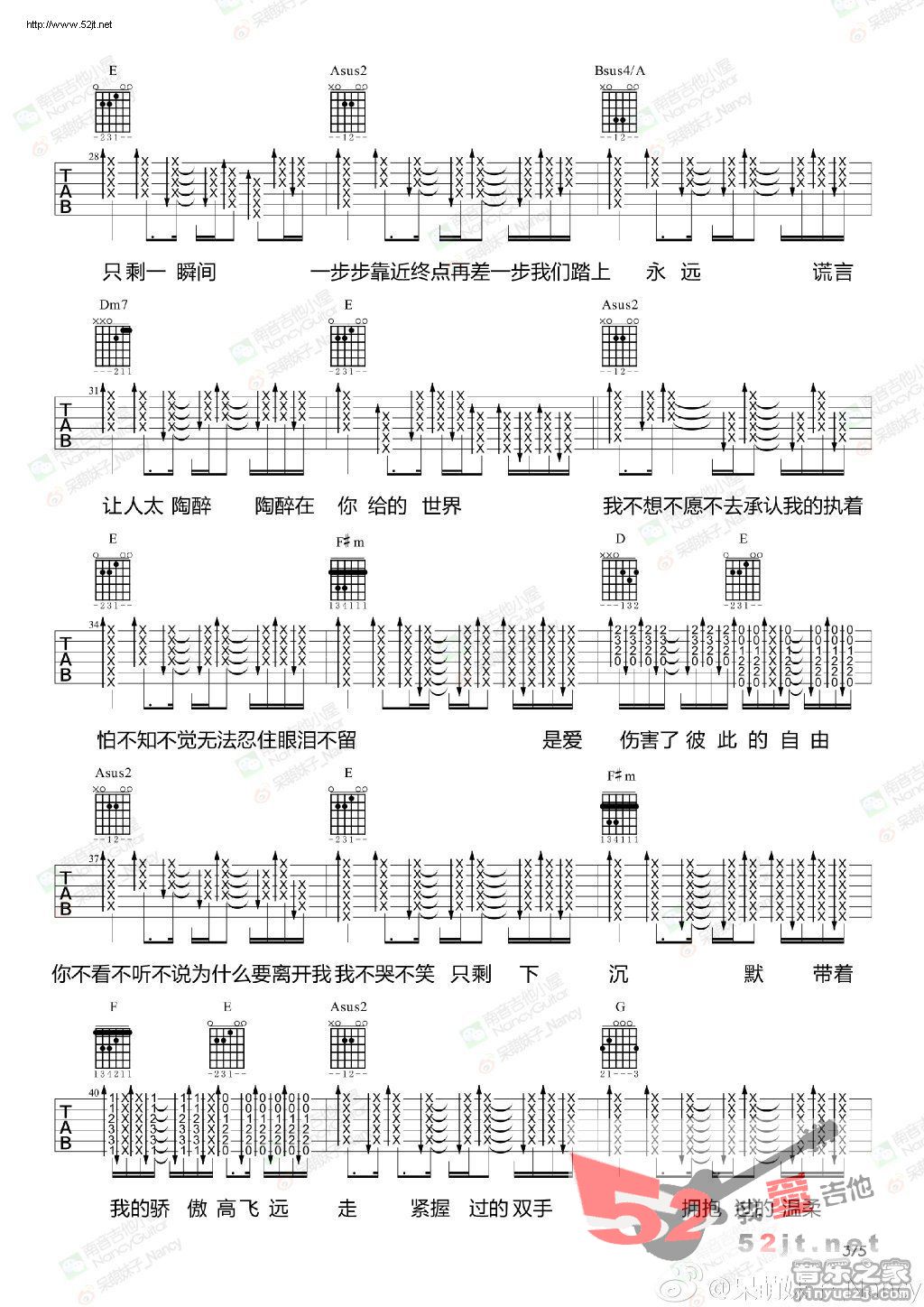 不痛 Nancy教学吉他谱视频 吉他谱