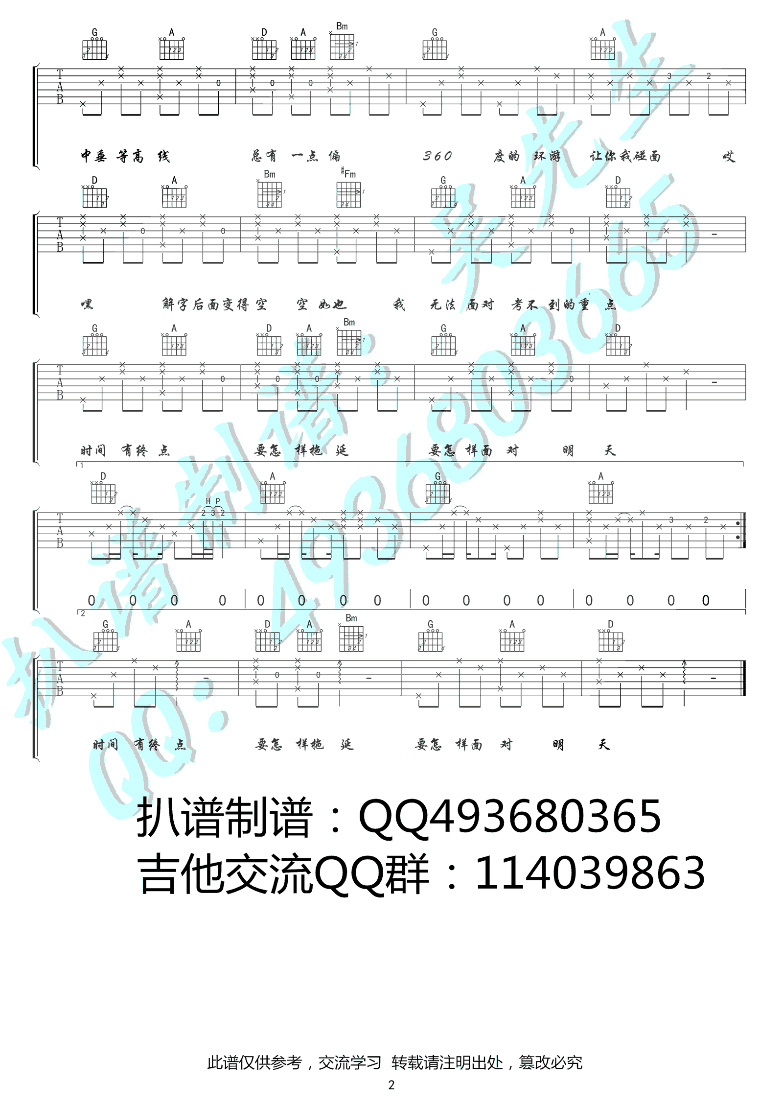 数学虐我千百遍吉他谱