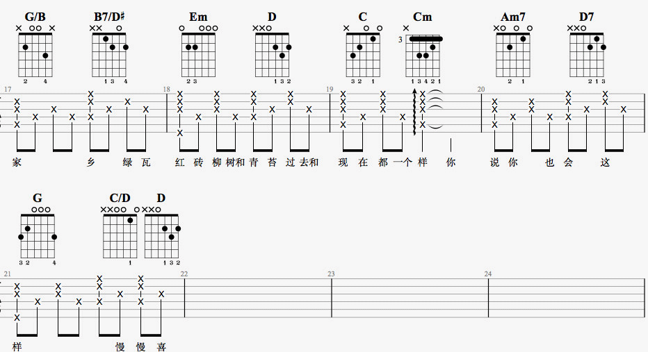 《慢慢喜欢你》吉他谱3