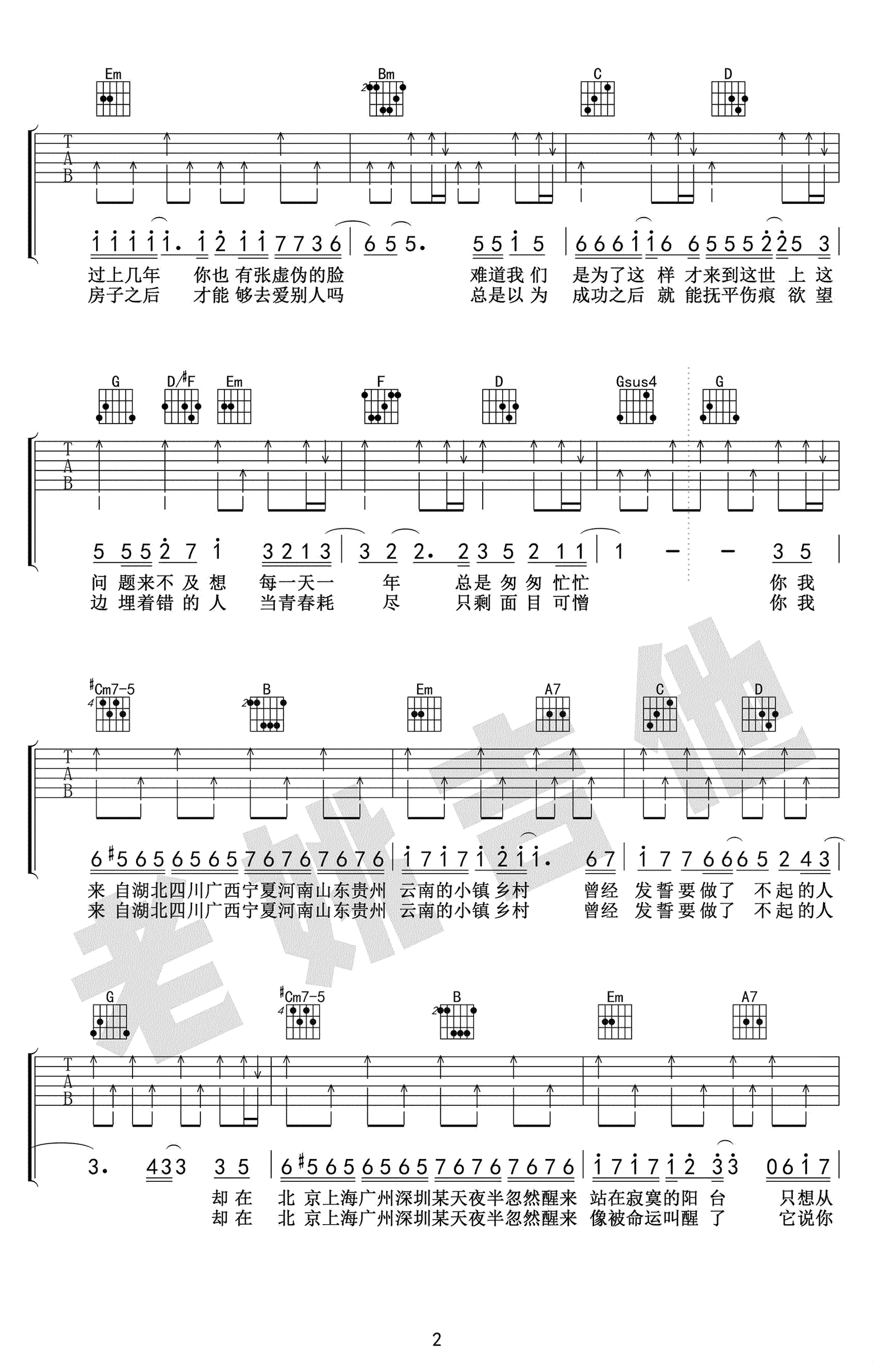 你曾是少年吉他谱2