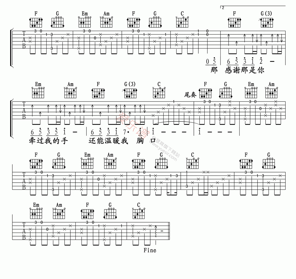 梁静茹《可惜不是你(高清版)》 吉他谱