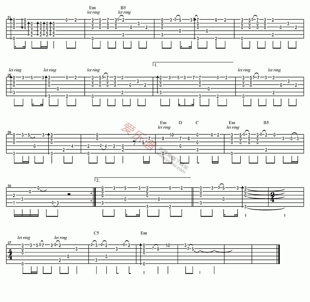 孙楠、韩红《美丽的神话(指弹版)》 吉他谱