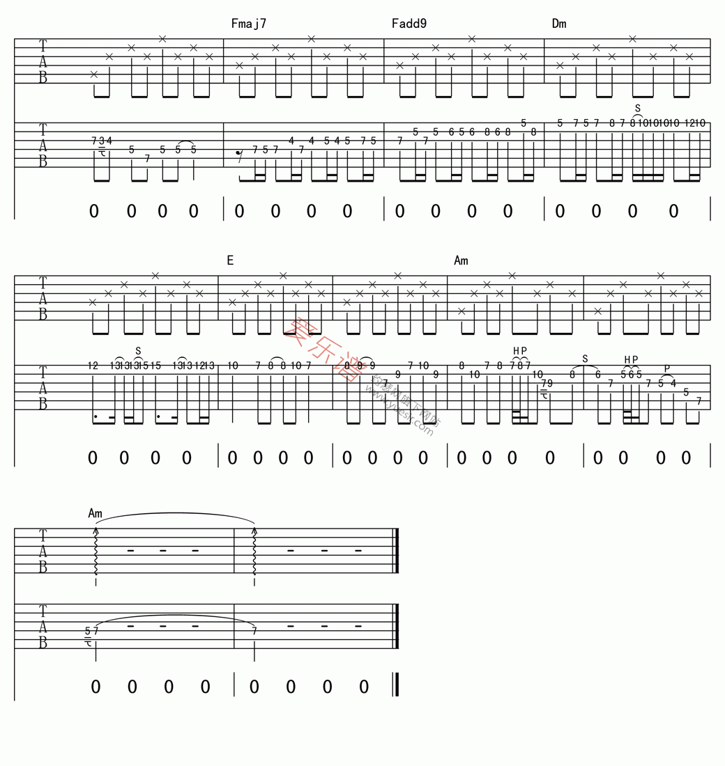 许巍《难忘的一天》 吉他谱