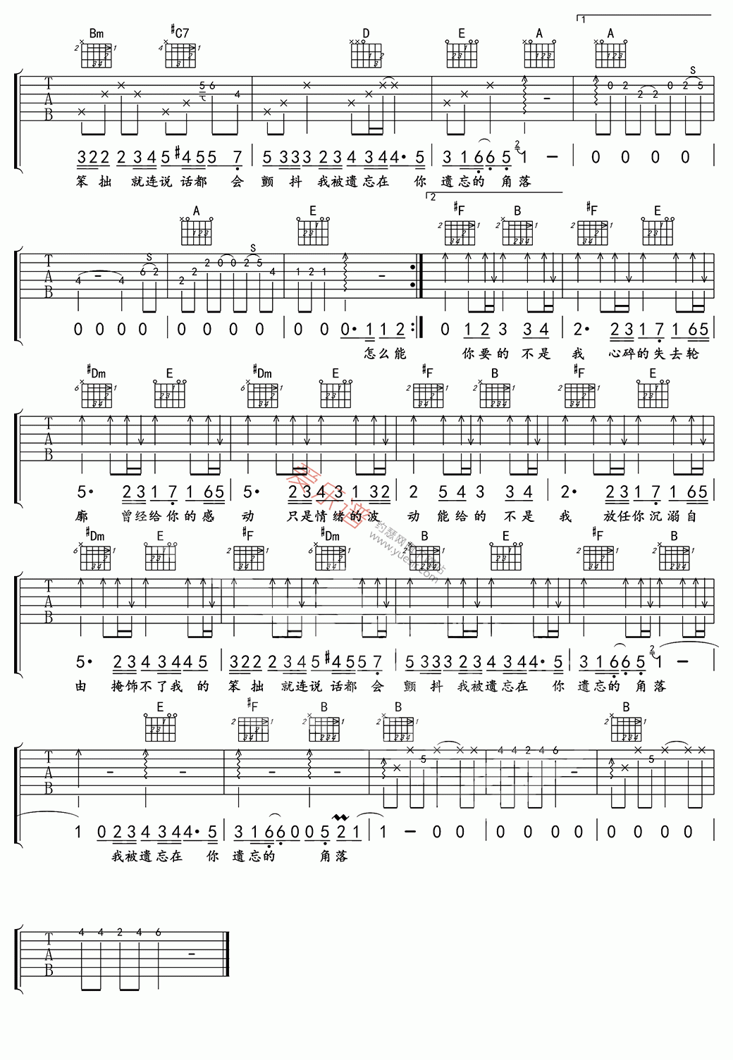 林俊杰《你要的不是我(高清版)》 吉他谱