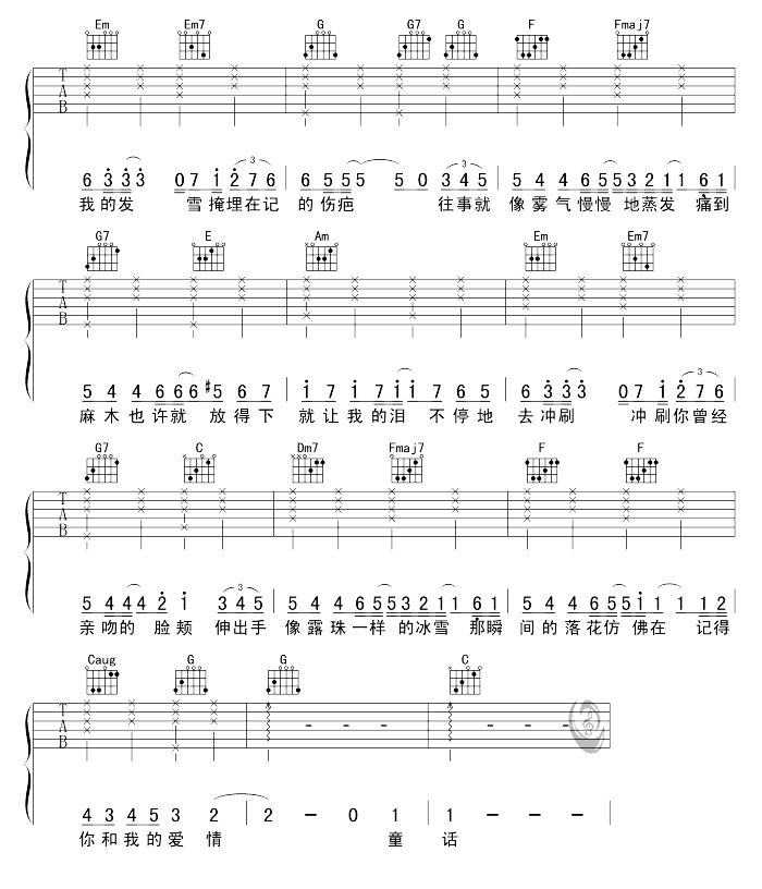 《飘雪吉他谱》__C调 图二