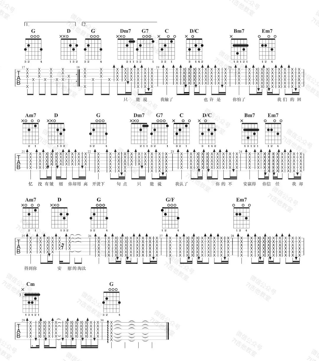 《淘汰吉他谱》_陈奕迅_G调 图二
