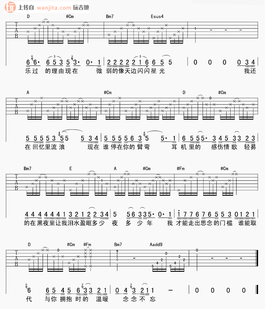 《飞行中的思念吉他谱》_刘若英_未知调 图二