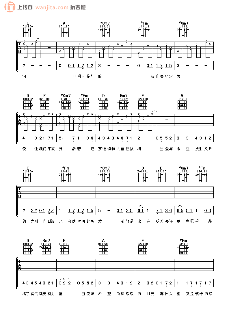 《爱与希望吉他谱》_林俊杰_未知调 图二