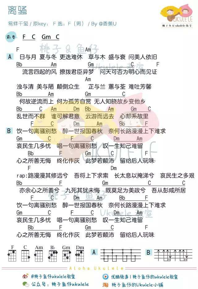 《离骚吉他谱》_易烊千玺_C调 图一