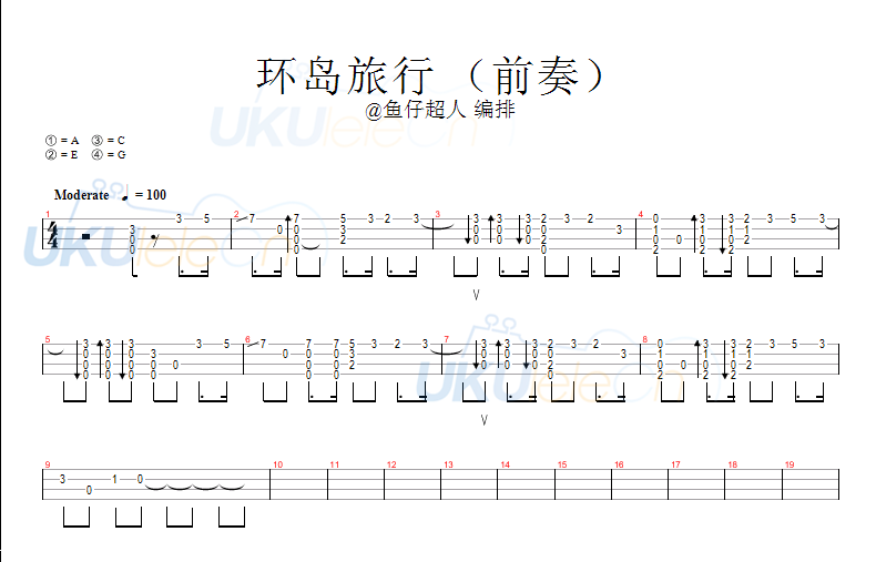 《环岛旅行吉他谱》_熊宝贝乐团_未知调 图一