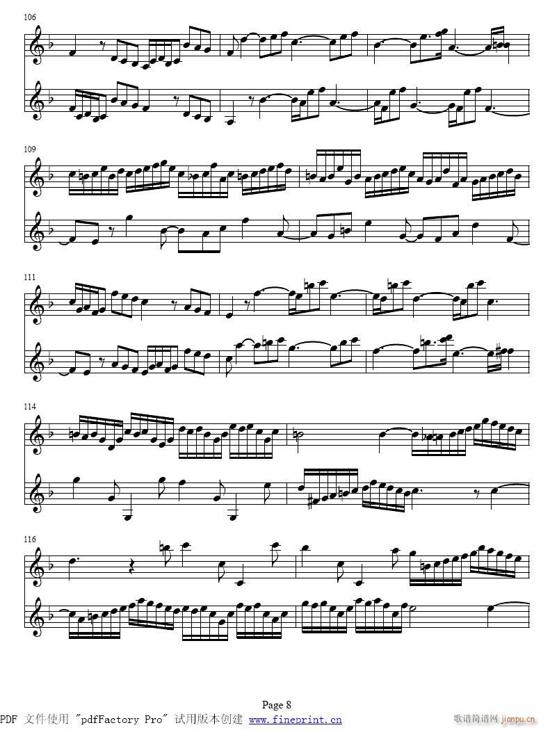 d小调两支协奏曲8-14提琴简谱小提琴版,初学者独奏曲谱曲子五线谱