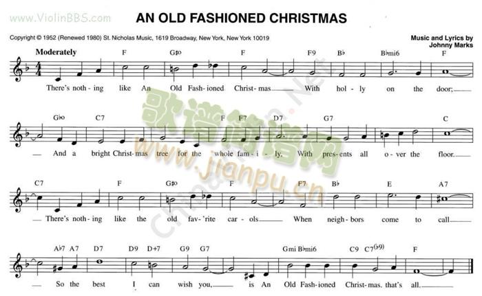 140.ANOLDFASHIOHNEDCHRISTMAS简谱小提琴版,初学者独奏曲谱图片五线谱